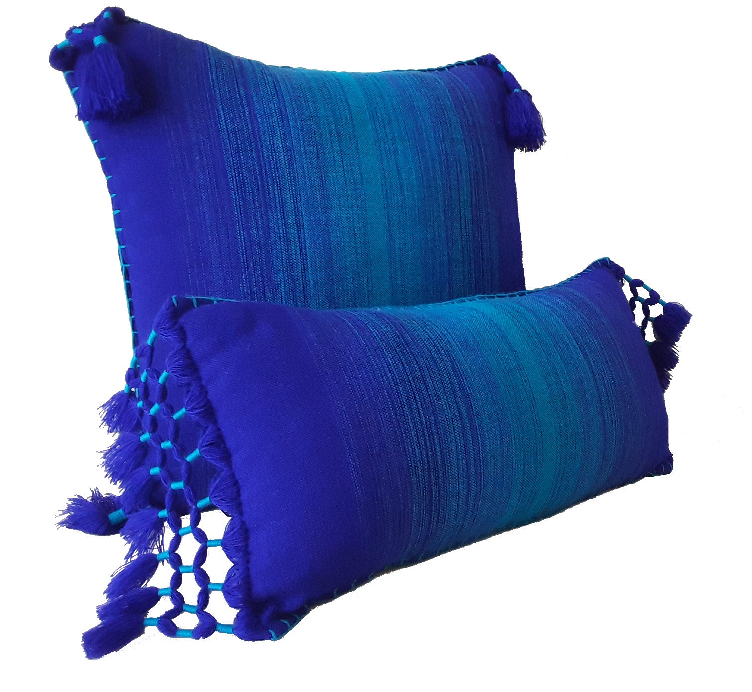 Blue clearance tassel pillow