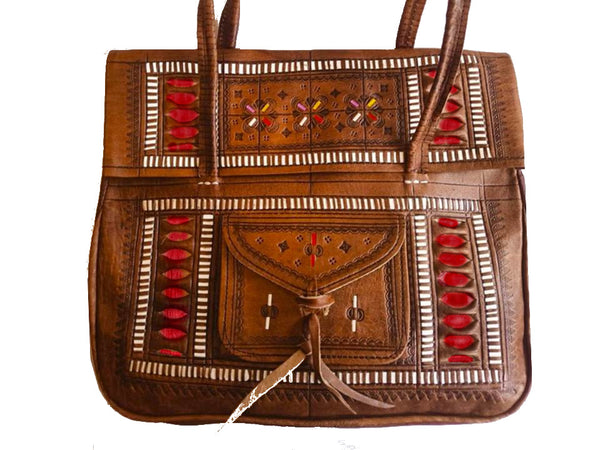 Large camel brown woven leather tote bag TRACY - Payment in 4