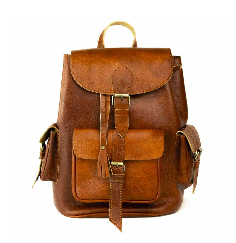 Leather Backpack Leather Shoulder Bag Drawstring Bag 