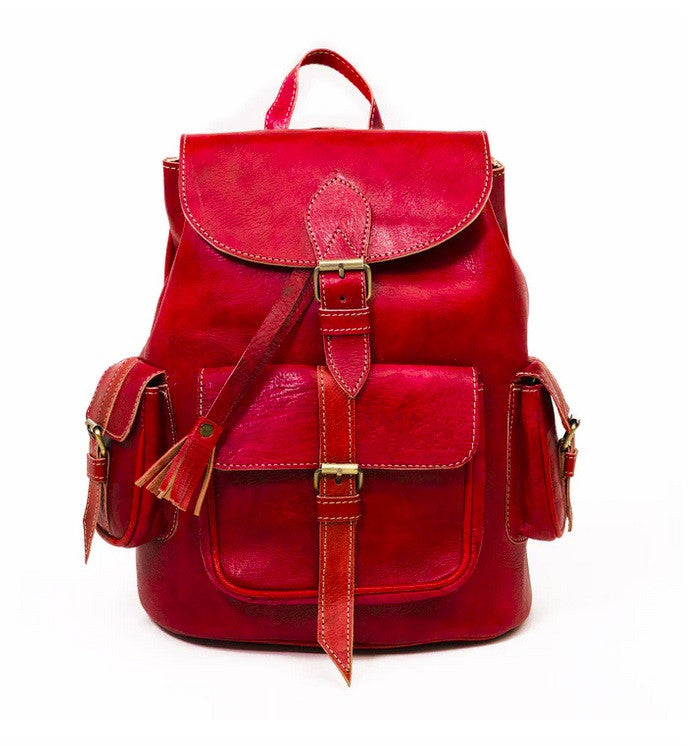 Designer Red Leather Backpack Bag – LeatherNeo