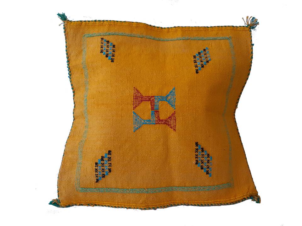 Yellow silk pillow, Moroccan Sabra cushion, shops handmade cactus silk pillow, Berber Sabra cushion, Pillow Throw, Moroccan Lumbar Sabra Cushion