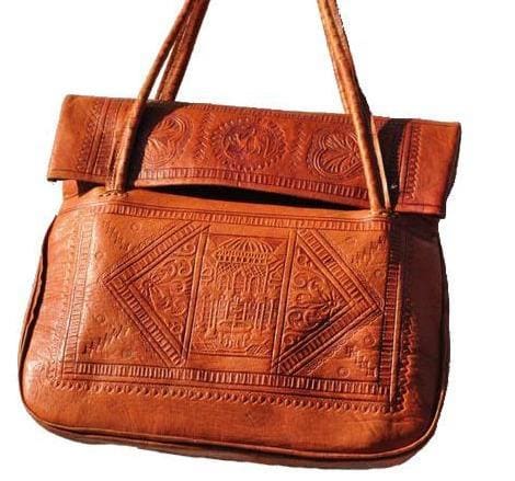 Leather Tote Bag - Chkara - Orange - La Fontaine | Folded Bag By