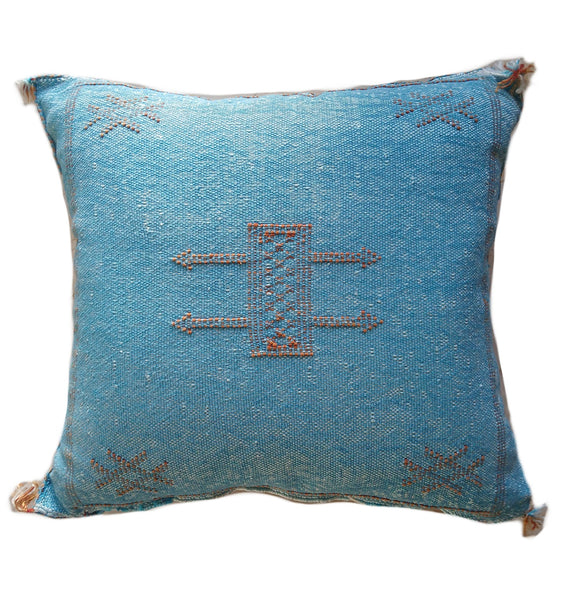 Handmade Moroccan Cushion Cover – Sabra Silk Pillow – Scheherazade - Turquoise