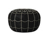 Moroccan Leather Ottoman with Arch Design - Black and White