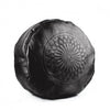 Moroccan Leather Ottoman - Black Tabouret Pouf