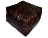 Moroccan Large Leather Pouf / Ottoman - Square - Brown - Salwa