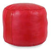 Moroccan Leather Ottoman - Red Tabouret Pouf
