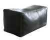 Moroccan Leather Pouf / Ottoman - Rectangular - Black - Nelya