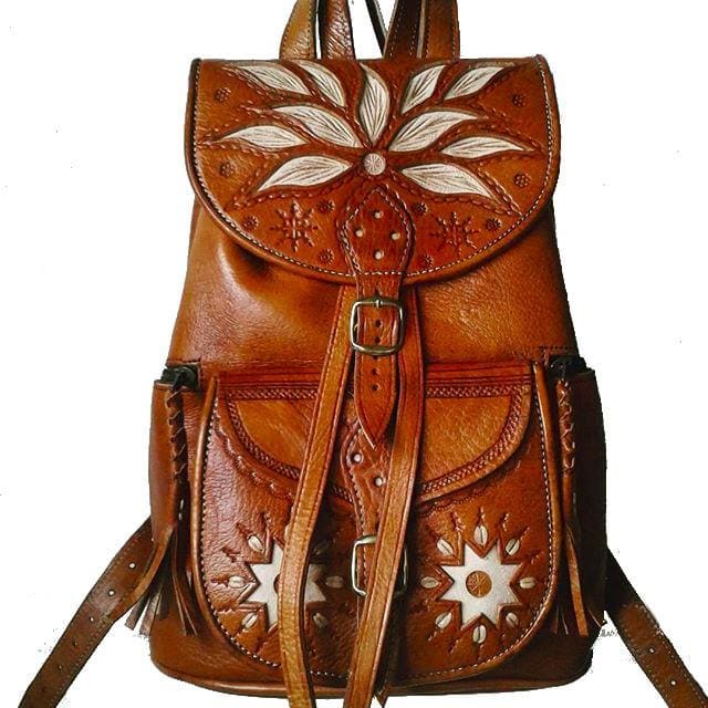 Moroccan Leather bakcpack, moroccan handmade backpack, Moroccan