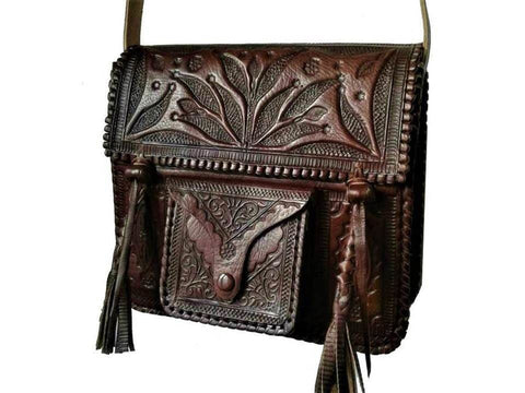 Tribal Crossbody Messenger Bag Vintage Brown