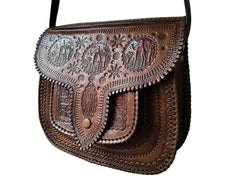 LSSAN Handbag - Orange - Embroidered  Leather Shoulder Bag By Moroccan  Corridor®